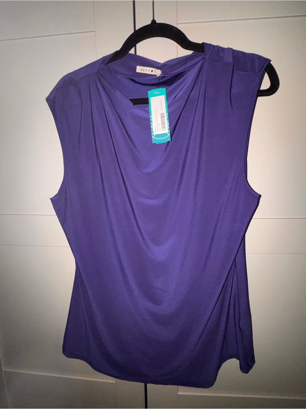 Beacon Purple Sleeveless Draped Neck Camisole